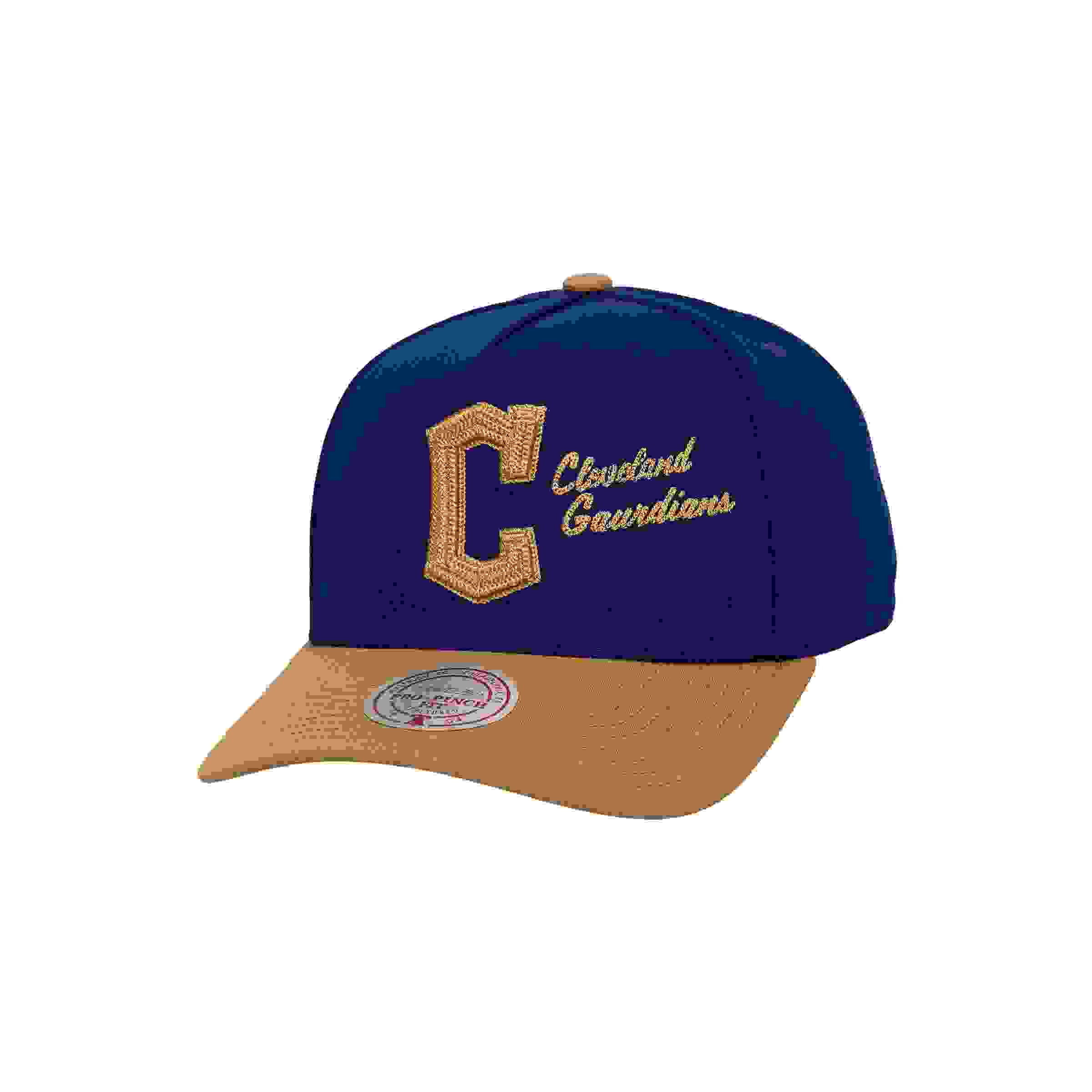 Mitchell & Ness Cleveland Guardians Side Script Blue Snapback Hat